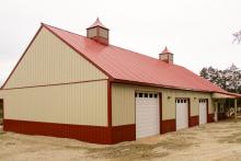 Tan &amp;amp; Red Barn Back View
